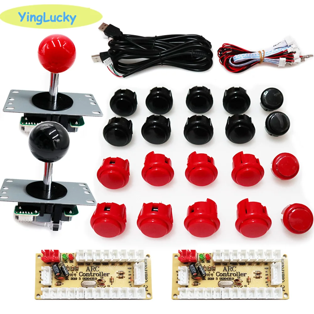 Arcade Button Kit - プッシュボタン付きアーケードキャビネット,2プレーヤー,USBエンコーダー,rasberry pi sanwa PC,ゼロ遅延キット