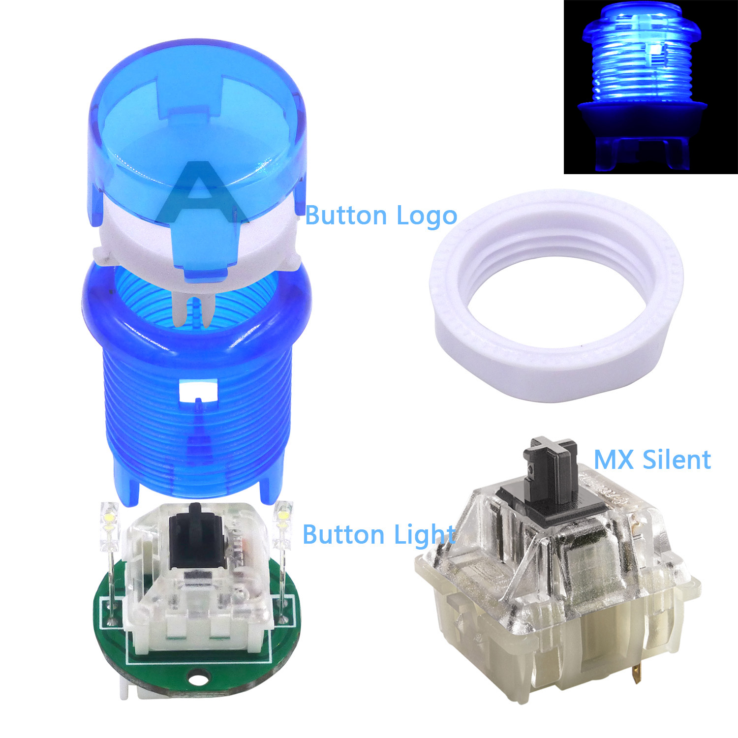 Arcade Button Kit - Sj @ jxアーケードボタンLEDキット、DIYコントローラー、メカニカルキーボード、プッシュボタン