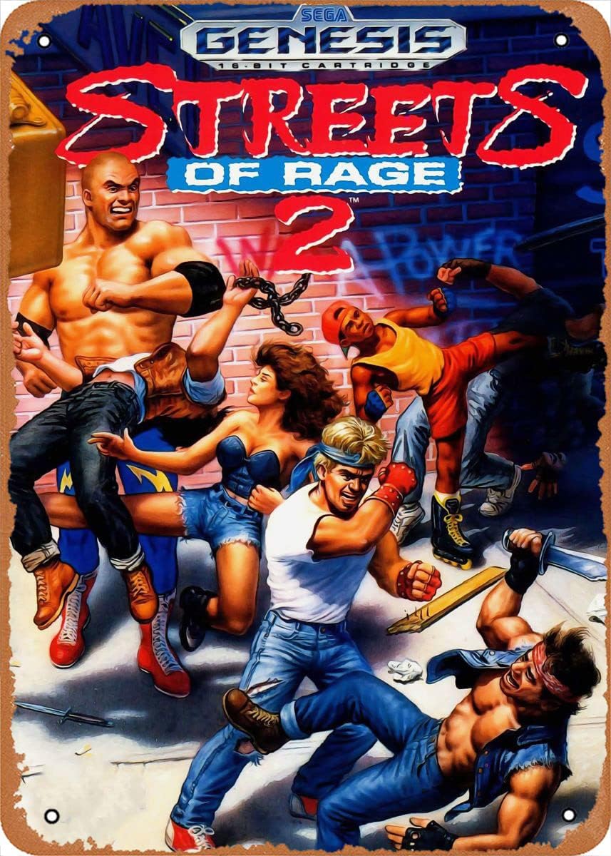 Retro Gaming Pictures - クラシックアーケードビデオゲームポスターメタルティンサインストリートオブレイジレトロゲーム90ウォールアートデコレーションティンサイン-