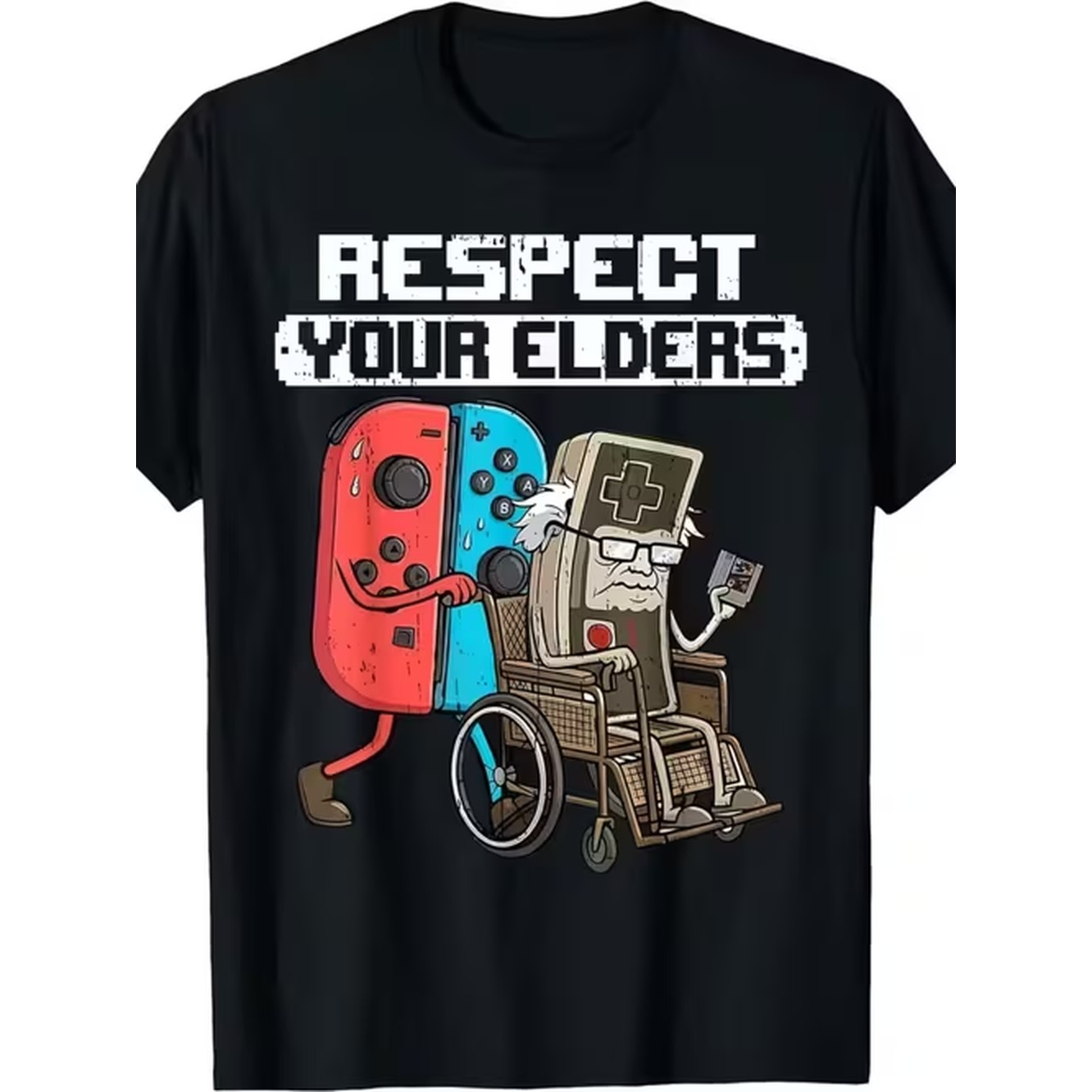 Retro Gaming Shirt - メンズパターンTシャツテーマ：エルダーズ、快適なレトロプリント、通気性抜群、ラウンドネック、半袖、夏、ゲーム用