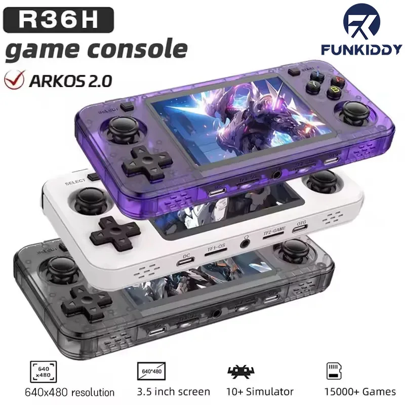 Retro Gaming Linux - FUNKIDDY 新型R36H レトロ携帯ゲーム機 オープンソース ArkOS システム