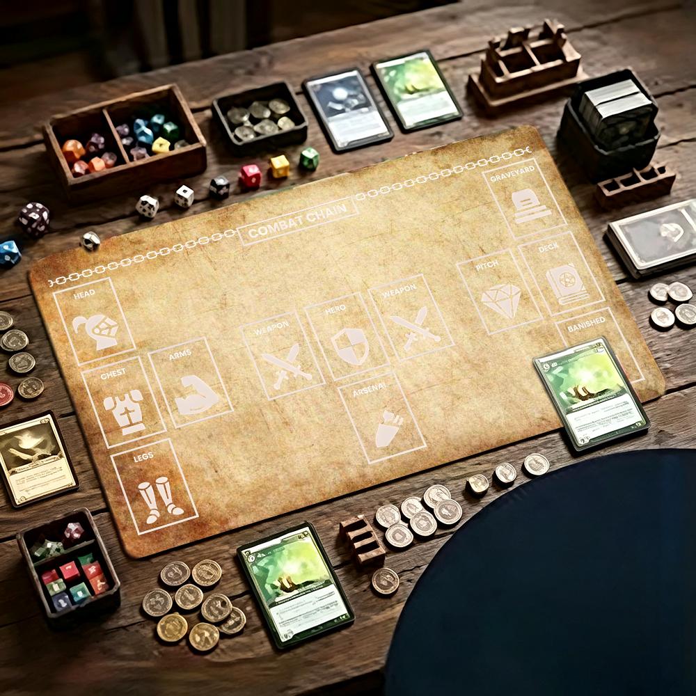 Retro Gaming Zone - レトロな古紙風RPGゲームプレイマット ヒーローギアゾーン マジックカードバトルマット MTGプレイマット 滑り止めベース ギャザリングゲームマット