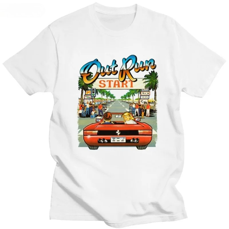 Retro Gaming Shirt - 日本のアーケードレーシングビデオゲームアウトラン Tシャツレディース半袖 80 年代レトロ原宿ファッションゲームコンソール Tシャツアウトラン Y2K
