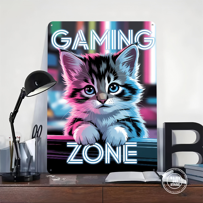 ゲーミングゾーン子猫プリントポスターカスタマイズされた壁アー - Retro Gaming Zone のレビューと価格