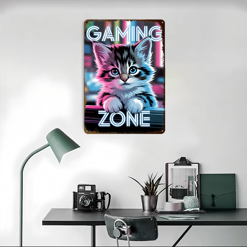ゲーミングゾーン子猫プリントポスターカスタマイズされた壁アー - Retro Gaming Zone のレビューと価格