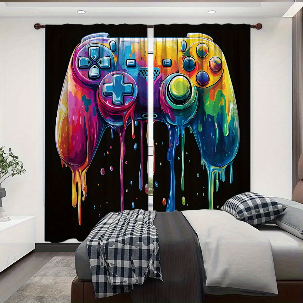 レトロゲームコントローラーカーテンポップアートカーテン黒背景 - Background Retro Gaming のレビューと価格