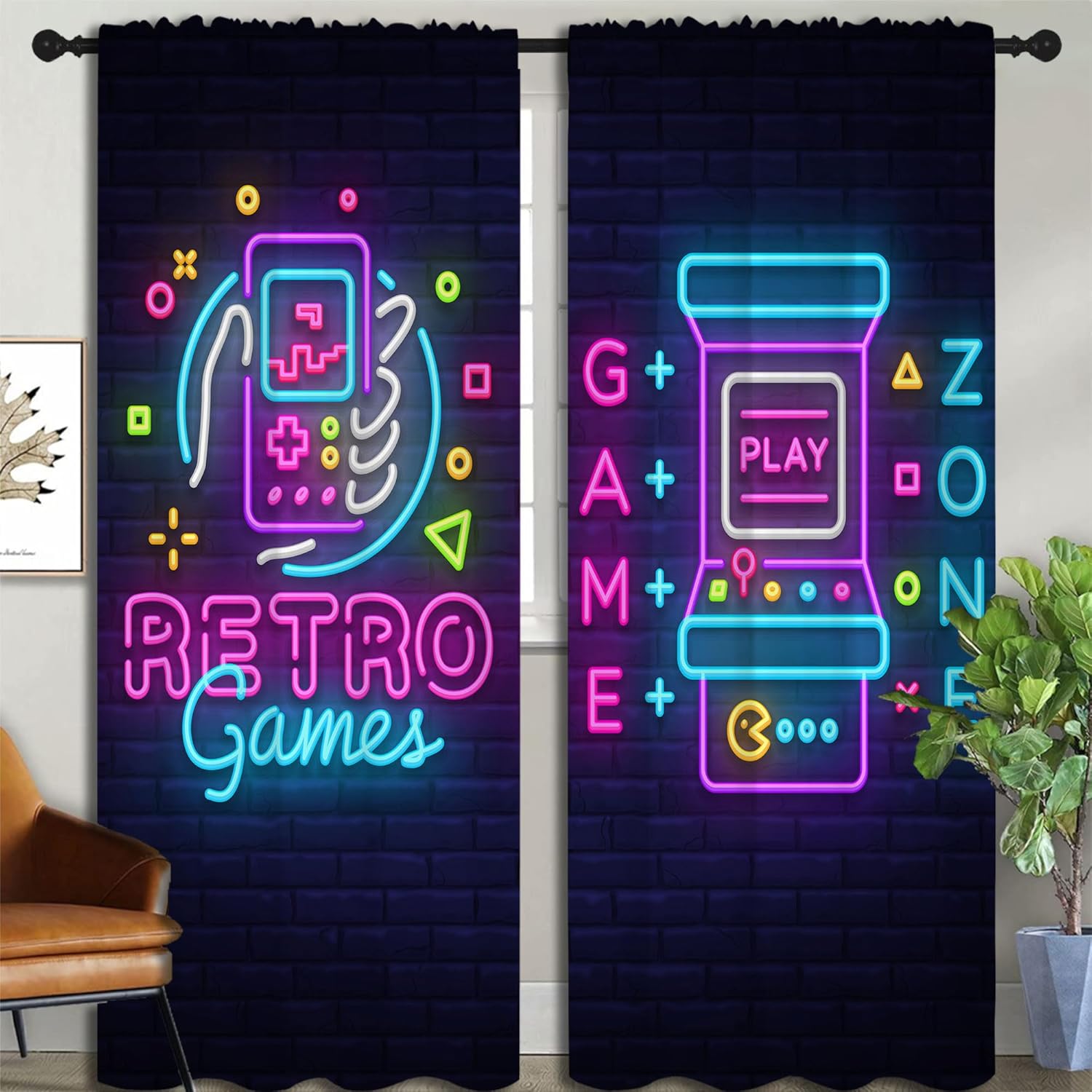アートレトロゲームとアーケードゲームのロッドポケット遮光カー - Background Retro Gaming のレビューと価格