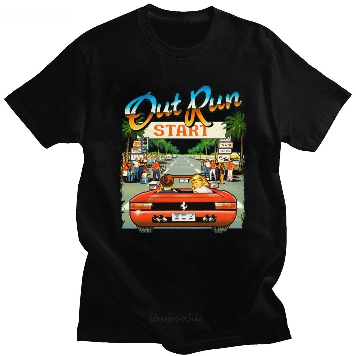 日本のアーケードレーシングビデオゲームアウトラン Tシャツレ - Retro Gaming Shirt のレビューと価格